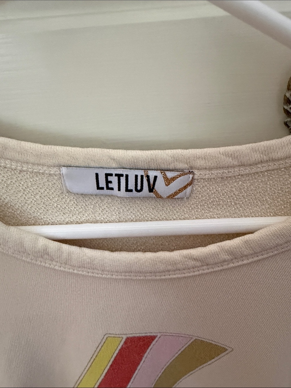 LETLUV Cream Sweatshirt with Multicolor Lightning Bolt - Picture 3 of 3